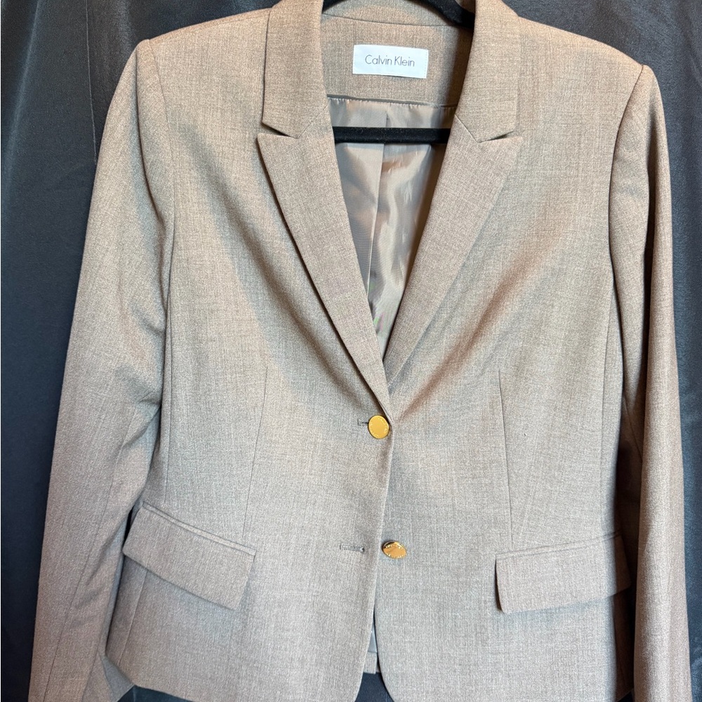 Calvin Klein Women's Light Taupe Single-Breasted Blazer